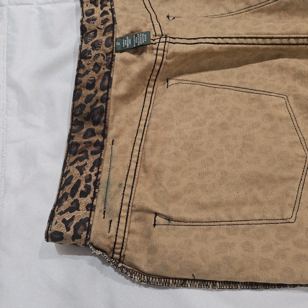 Ralph Lauren / Lauren Jeans Co. Cotton Leopard-Print Skirt — Size 12 - Picture 5 of 10